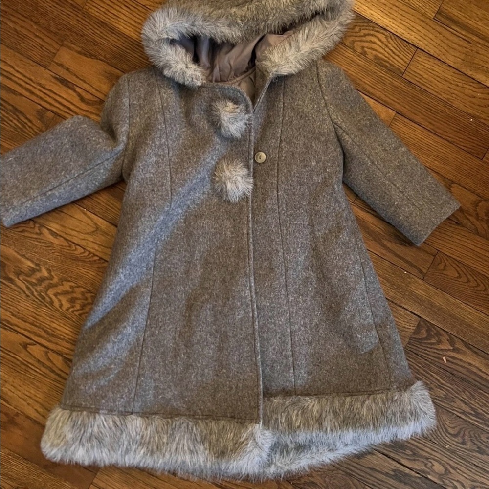 Isabel Garreton Girls Grey wool Classic coat 5t..